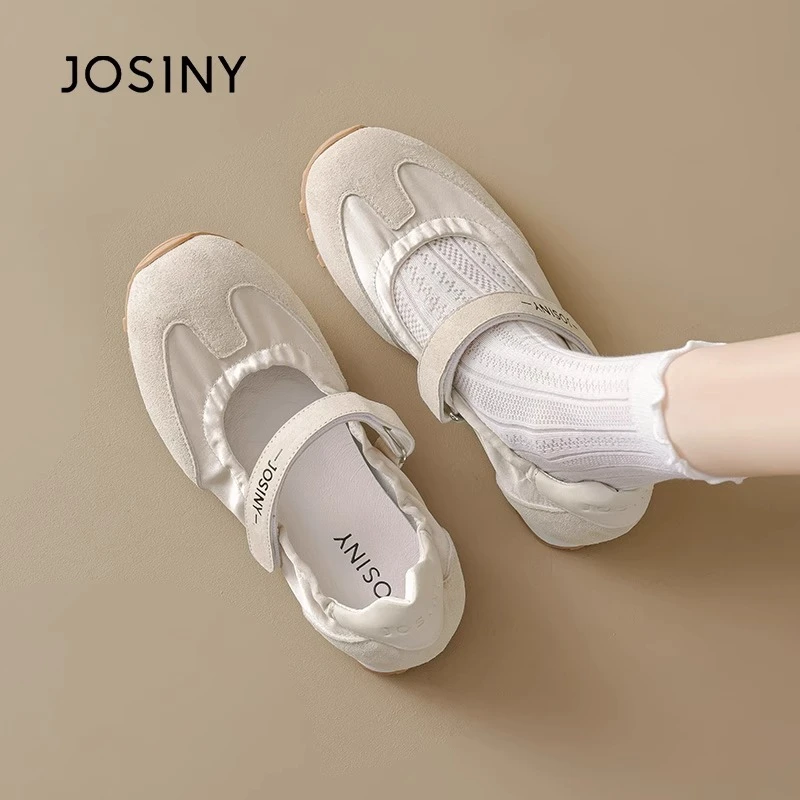 卓诗尼2025夏季新款芭蕾风玛丽珍休闲鞋女魔术贴软底百搭运动单鞋