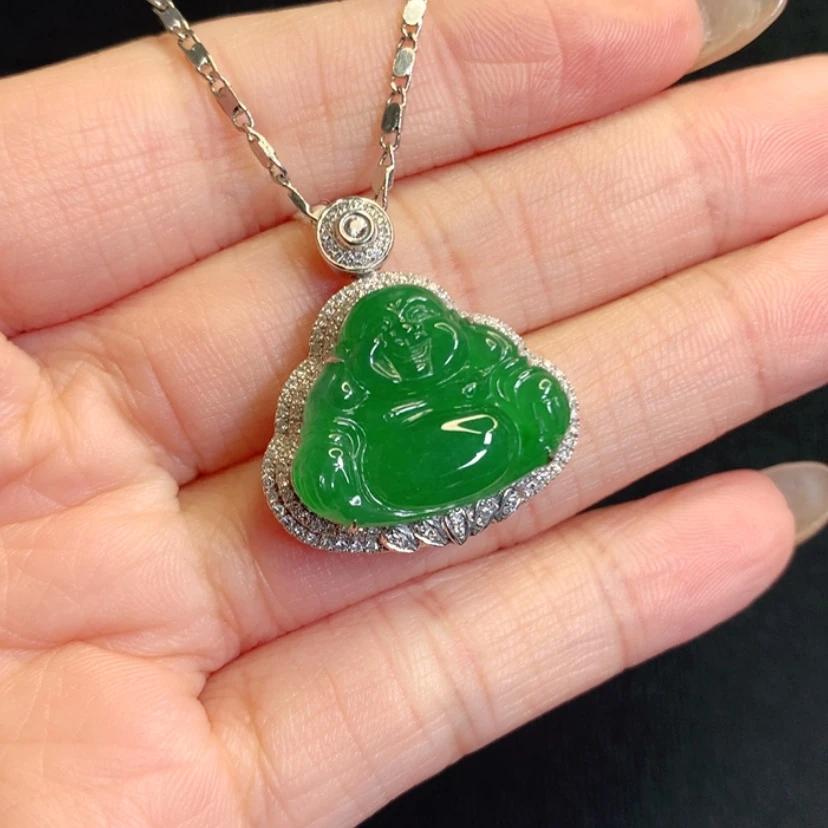 【闪购商品】颈饰18K金镶嵌翡翠佛公