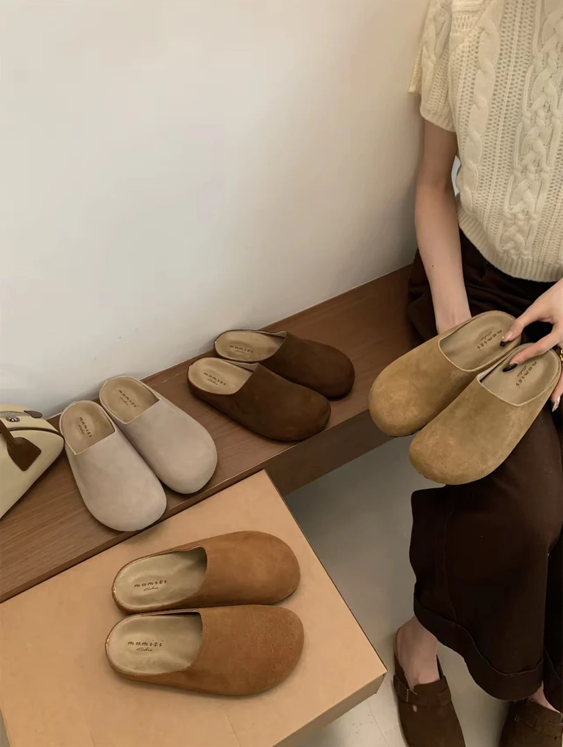 复古勃肯鞋女2025新款百搭厚底包头半托懒人一脚蹬拖鞋子