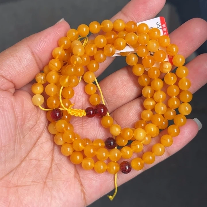 琥珀未镶嵌珠宝奇石M216号6+鸡油红多圈