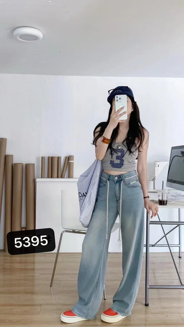 2025夏天丝牛仔超薄直筒裤百搭休闲5395