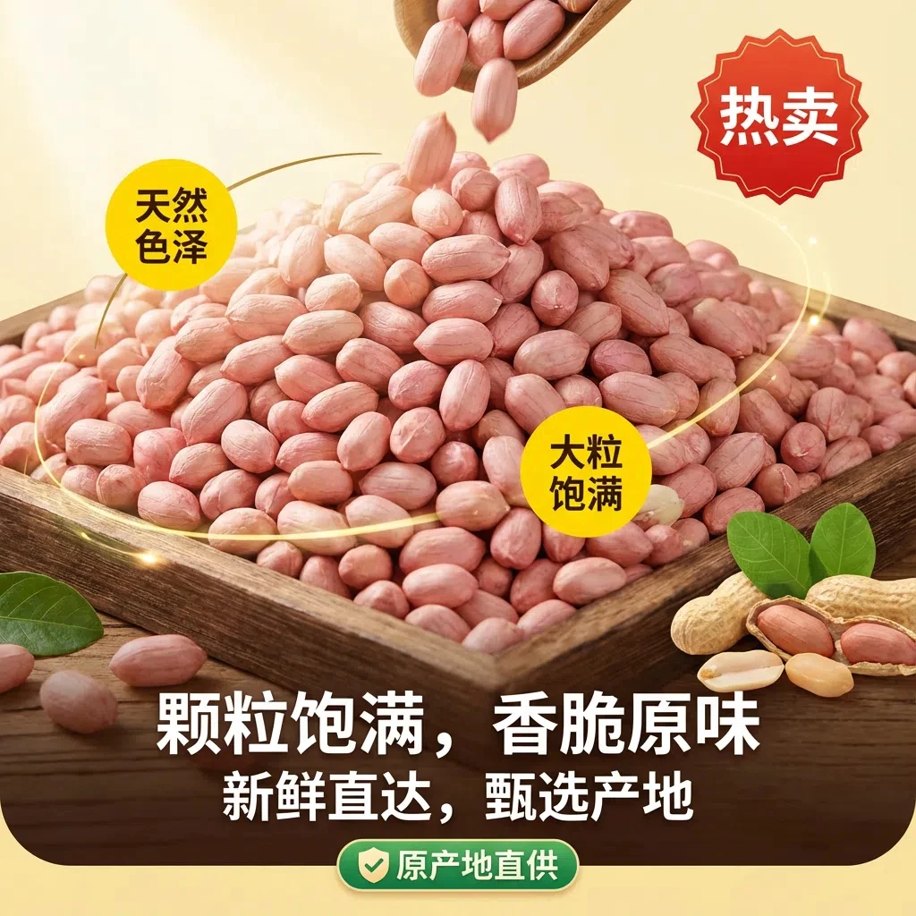 新上市产地直发5斤新鲜粉红皮大颗粒大白沙花生米现剥无壳可榨油