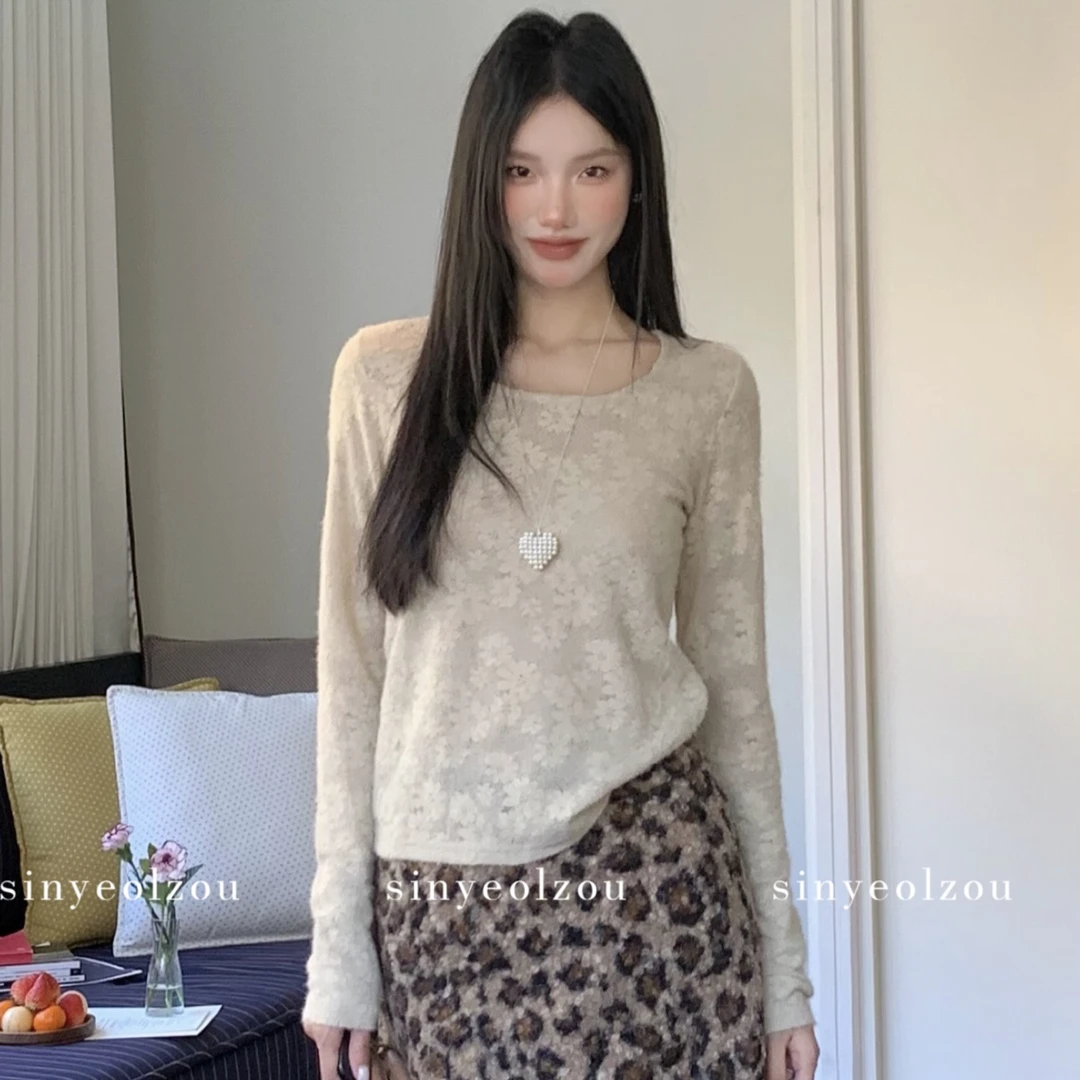 sinyeolzou 雏菊黄绿色韩系蕾丝上衣 #3109