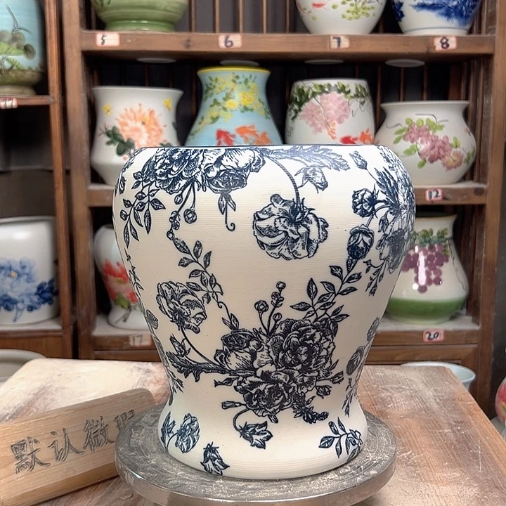 陶鱼尾复古牡丹牡丹陶瓷