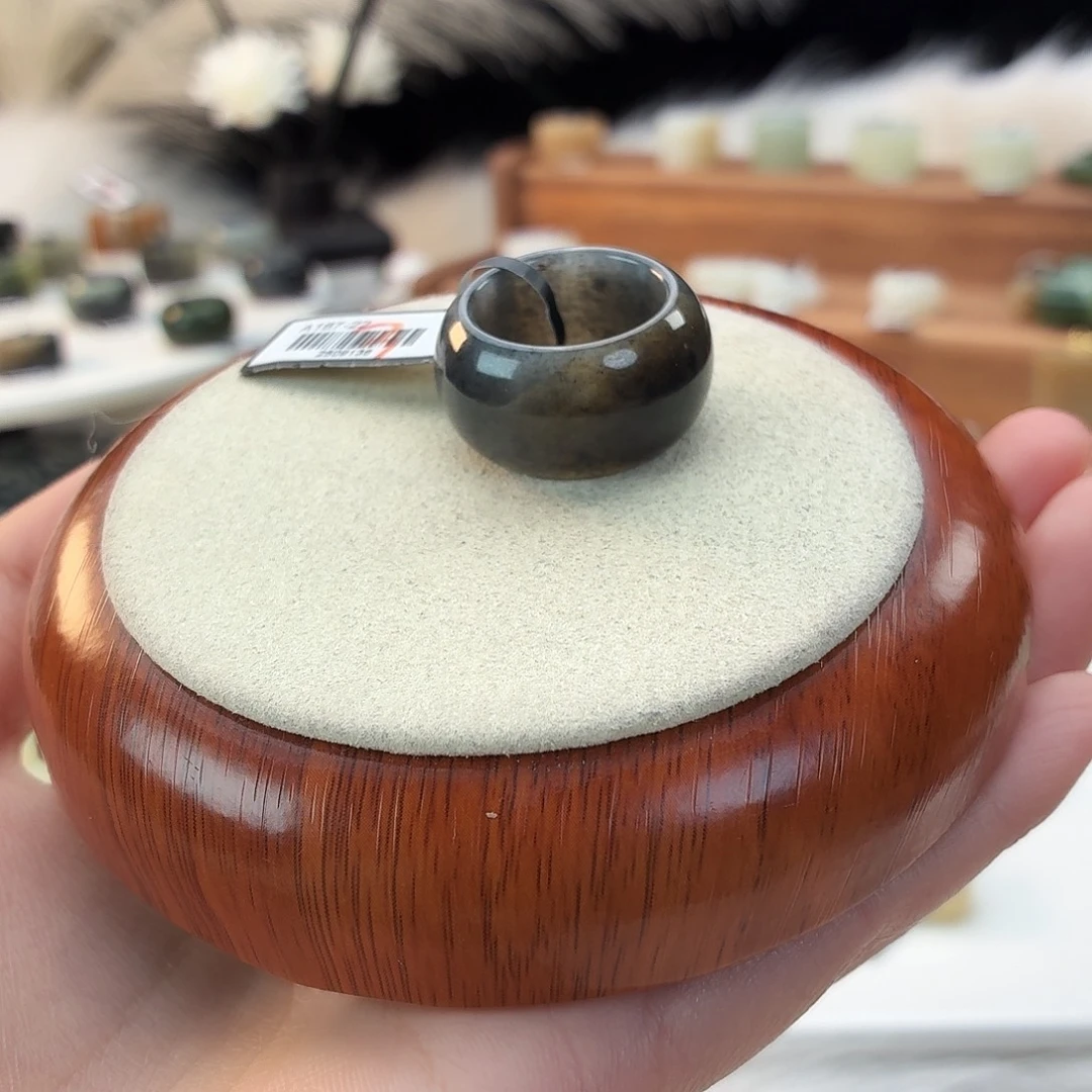 和田玉未镶嵌戒指青花墩墩18.33mmj123