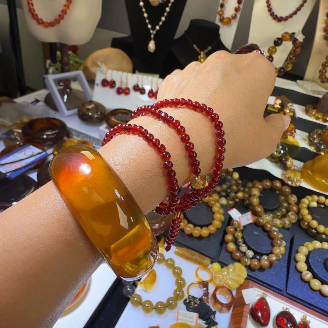 琥珀未镶嵌裸石缅甸琥珀血珀珠链