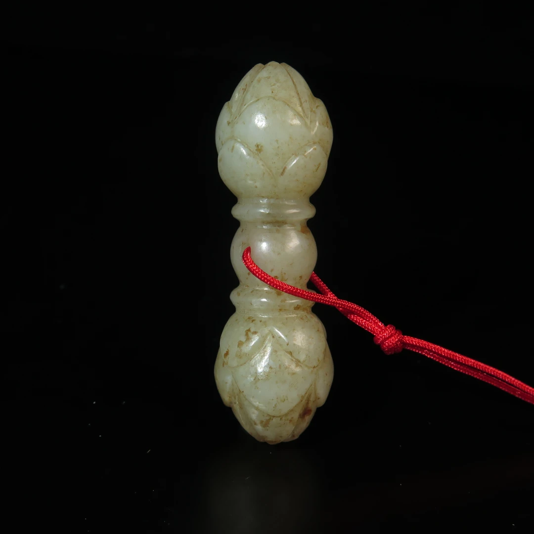 清代莲花头金刚杵挂件/MZ102357/和田玉/民族文物