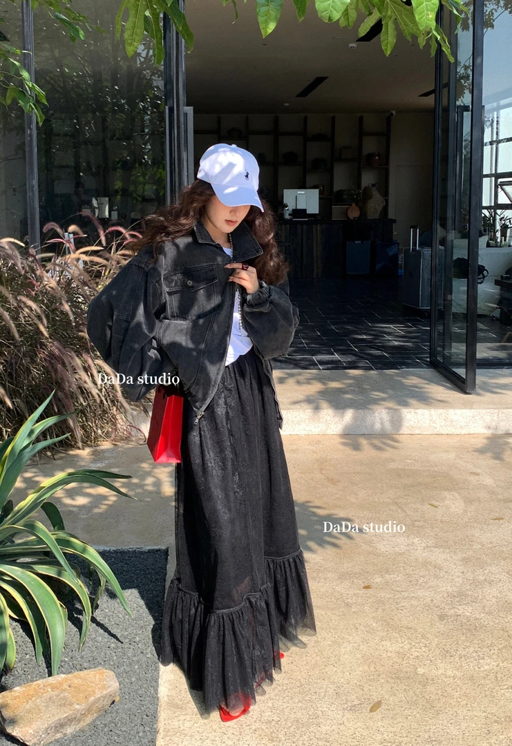 NO退NO换 DaDa原创 百搭休闲网纱半裙9227