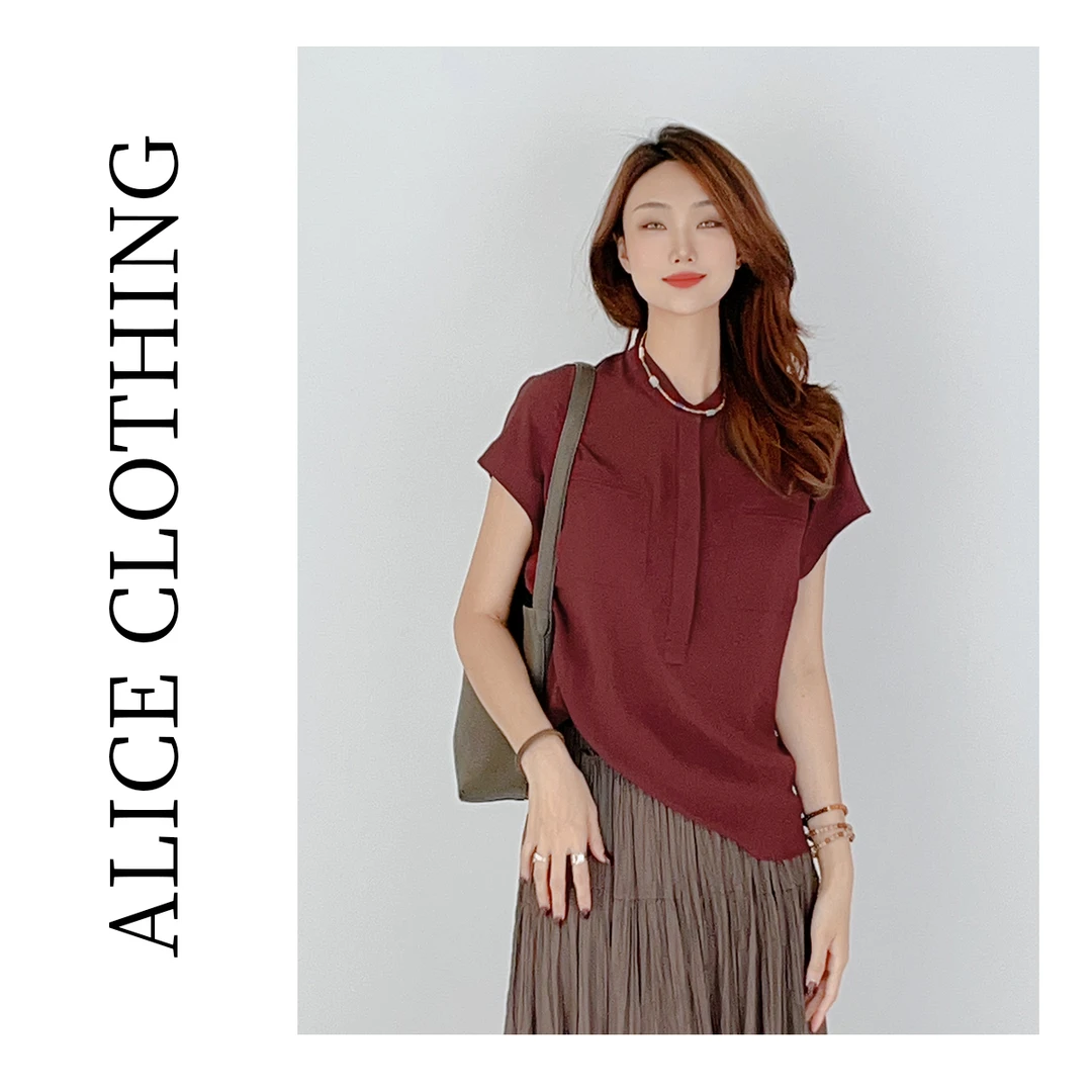 3【ALICE “车厘子红”醋酸上衣】藏肉显瘦 柔滑显白 280111G