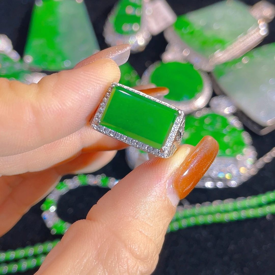 翡翠银S925镶嵌戒指翡翠