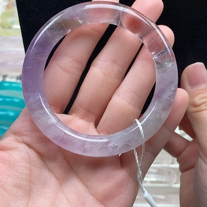水晶手镯未镶嵌圆条紫水53➕