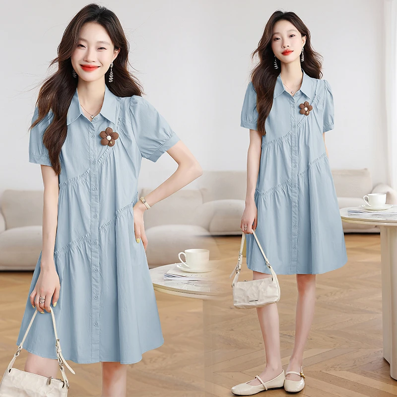 【直播爆款】少女风夏季连衣裙仙女风洛丽塔裙子宽松显瘦翻领a字裙