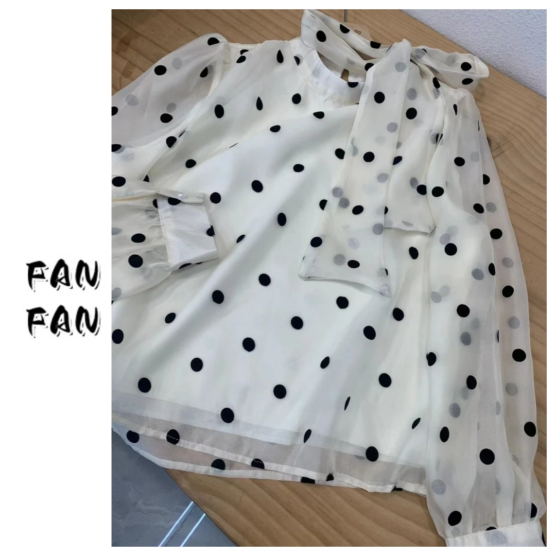 FANFAN 【贼美~波点控】蝴蝶结衬衫