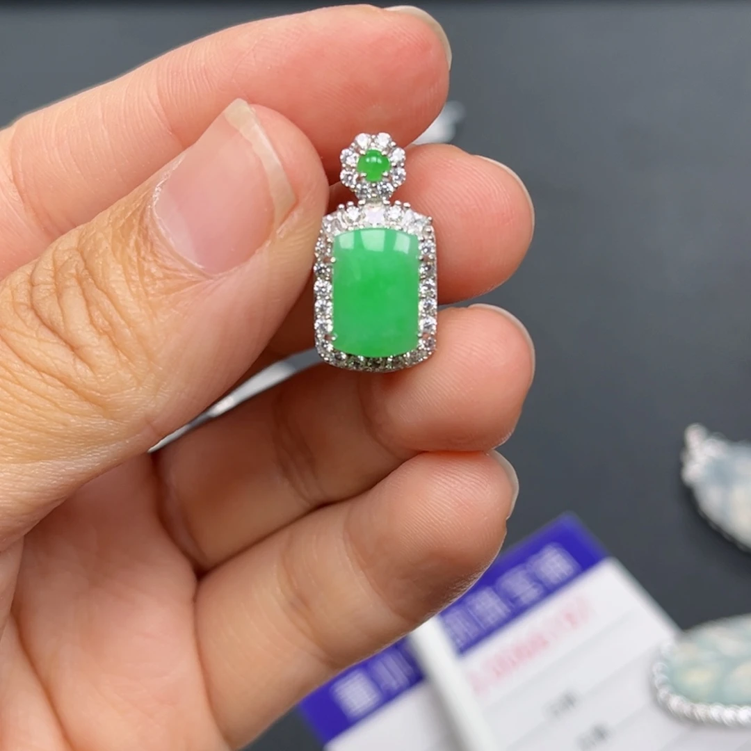 翡翠银S925镶嵌吊坠(不含链)