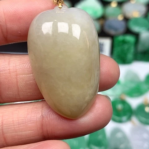 翡翠吊坠(不含链)18K金镶嵌