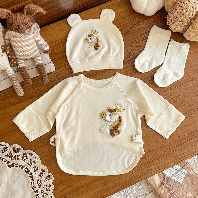 兜兜北鼻婴儿衣服纯棉A类半背衣新生儿秋冬宝宝保暖上衣产房初生