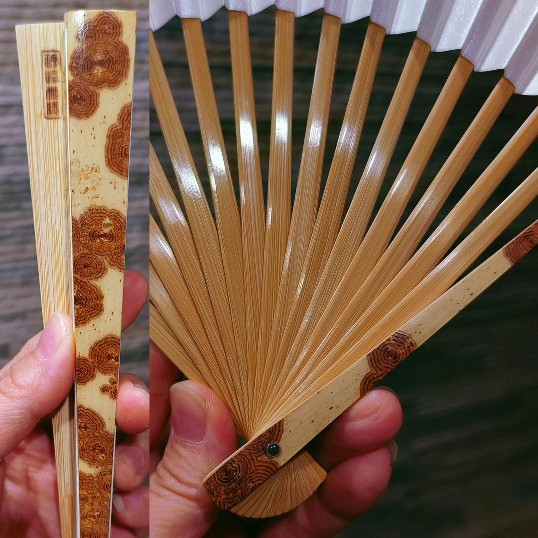 重器 非遗大师项峰良手工制老料云南湘妃竹折扇绿春95寸扇子159号