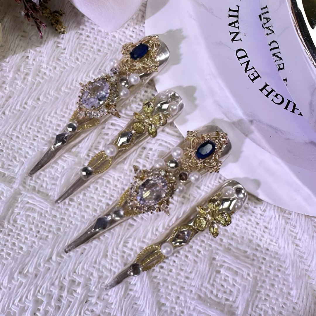 嬛嬛手工穿戴甲复古宫廷银色系气质高级风