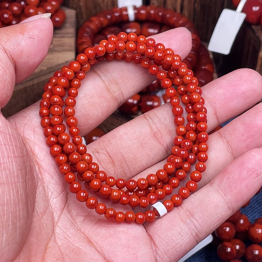 南红玛瑙未镶嵌手链南红瓦西卡4多圈