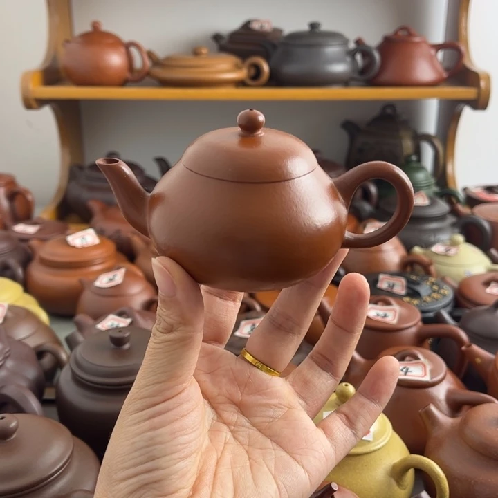 茶壶紫砂100cc朱泥半手