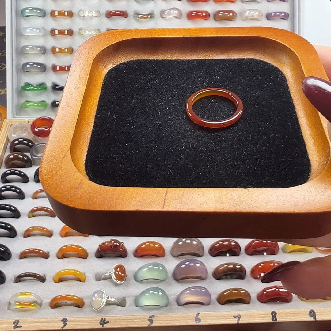 玛瑙/玉髓未镶嵌戒指A12不退换17港14+