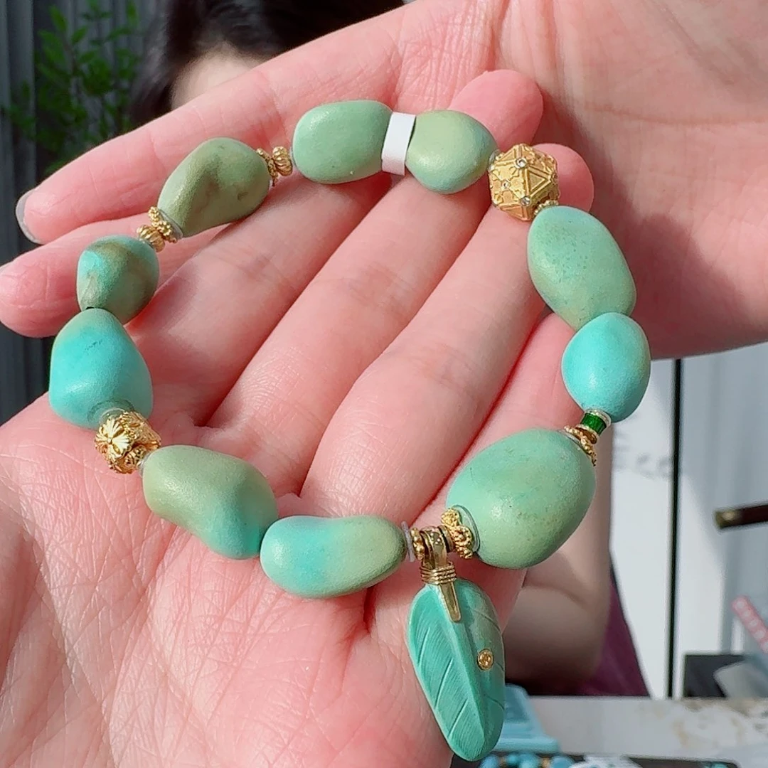 18K金镶嵌绿松石珠宝奇石吉**吉