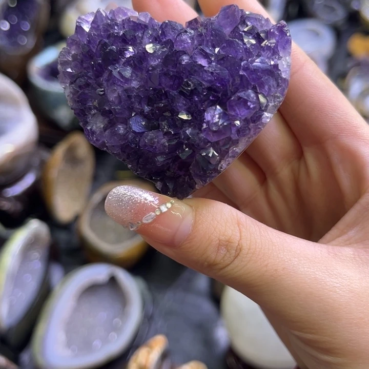 珠宝半成品未镶嵌水晶紫晶爱心