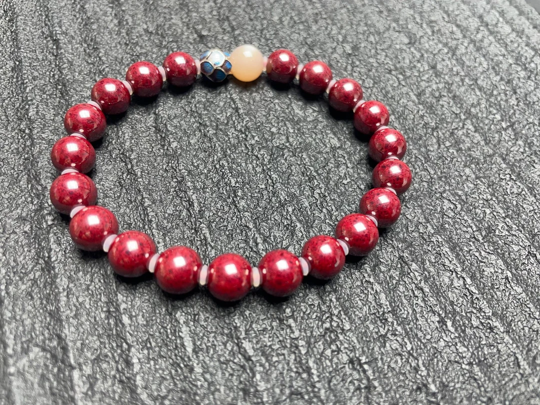 【五台山朱砂】原矿朱砂净心莲太阳石手链女款本命年礼物手串