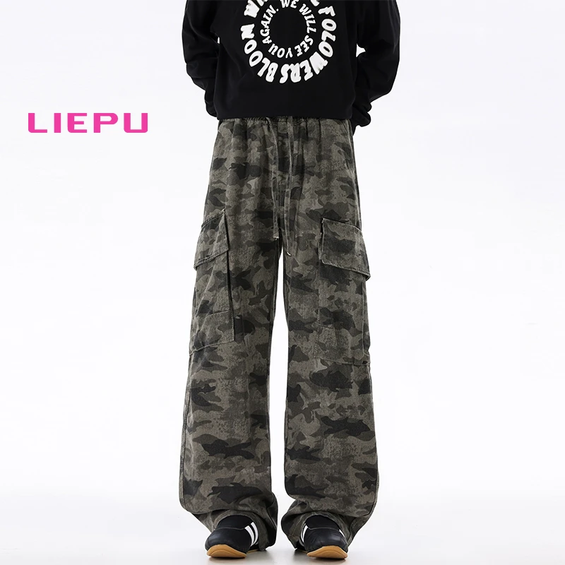 猎璞迷彩休闲裤裤子男新款宽松高街户外冲锋裤男秋季迷彩裤工装裤