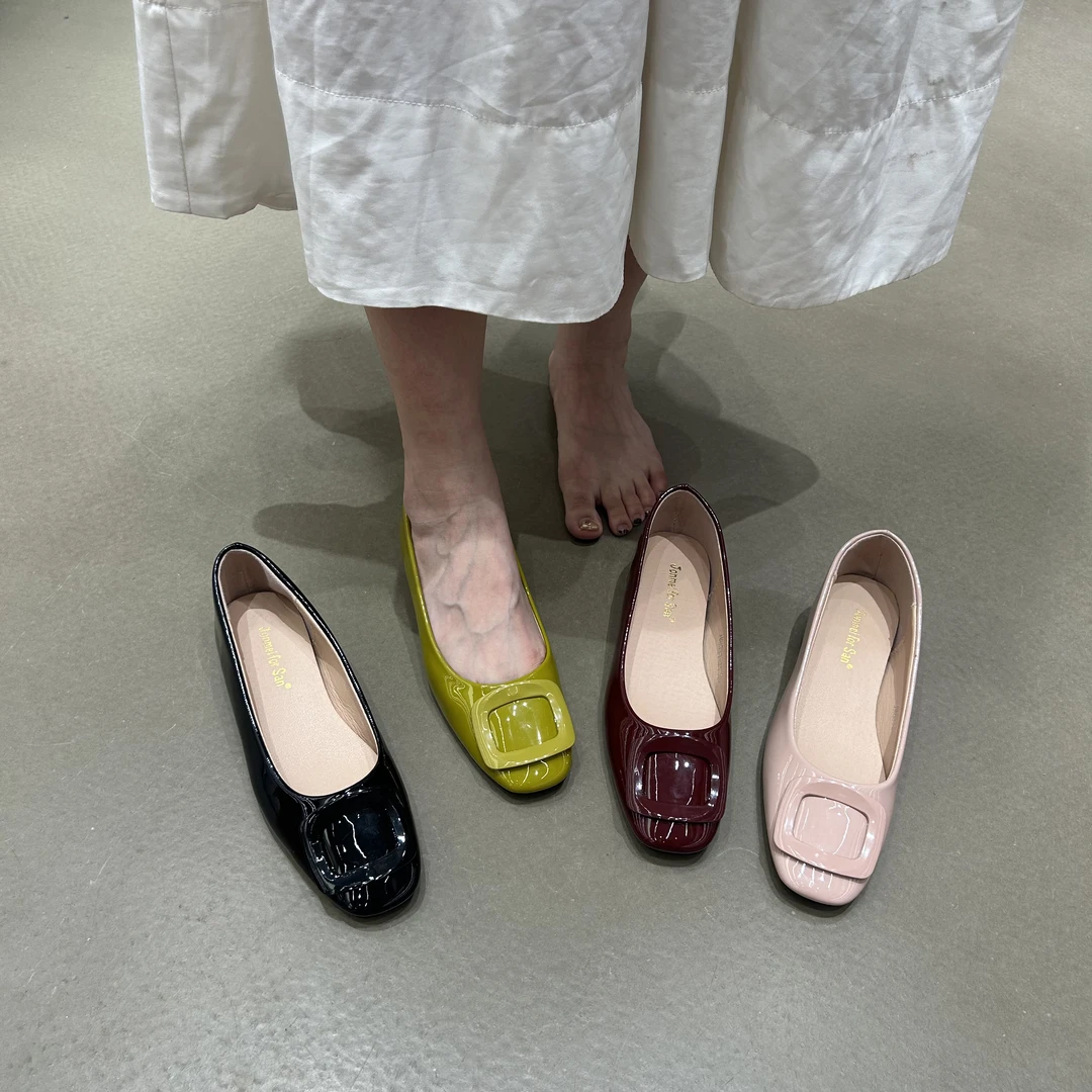 J6333-35新款简约方扣漆皮内增高单鞋女2025新款晚晚风女款配裙子