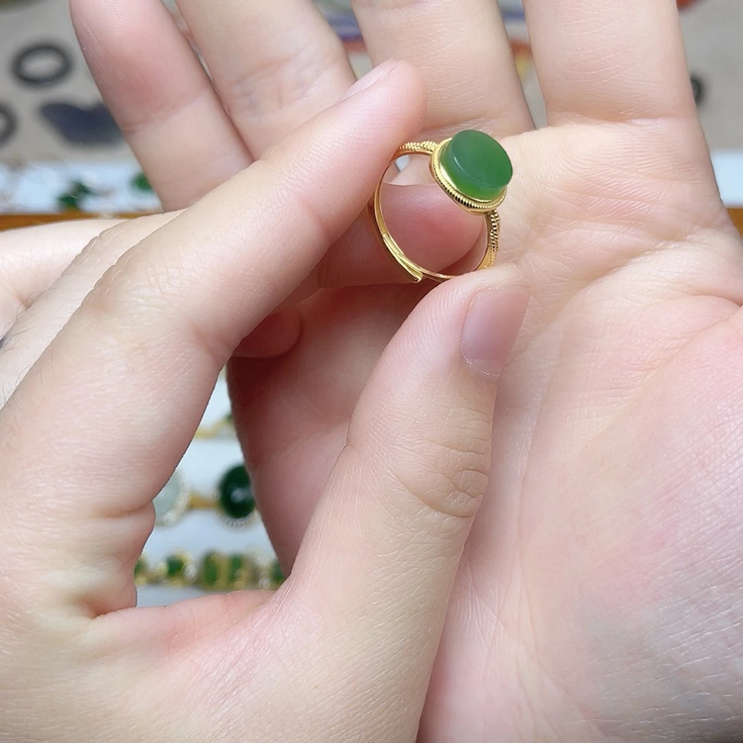 和田玉银S925镶嵌戒指06