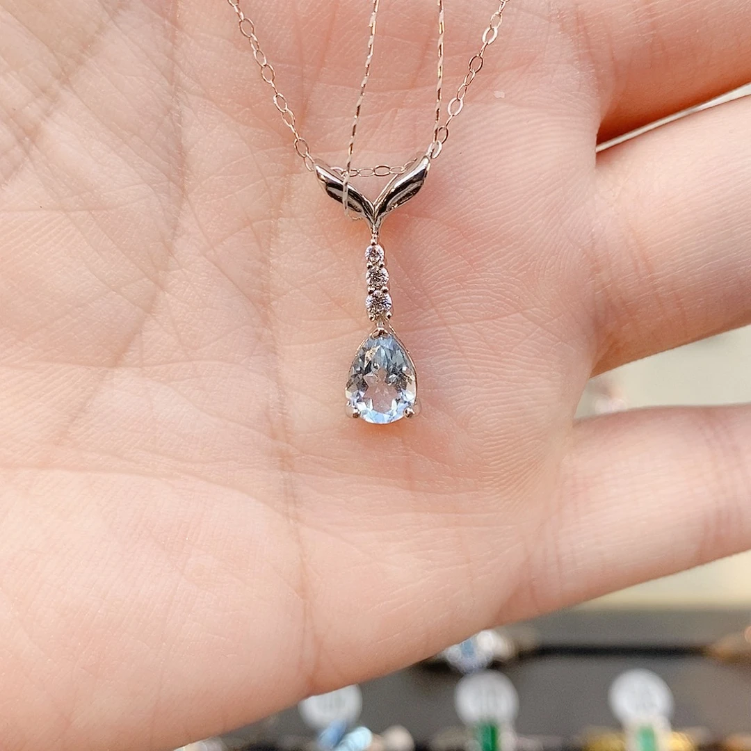 吊坠(赠链)海蓝宝石银S925镶嵌