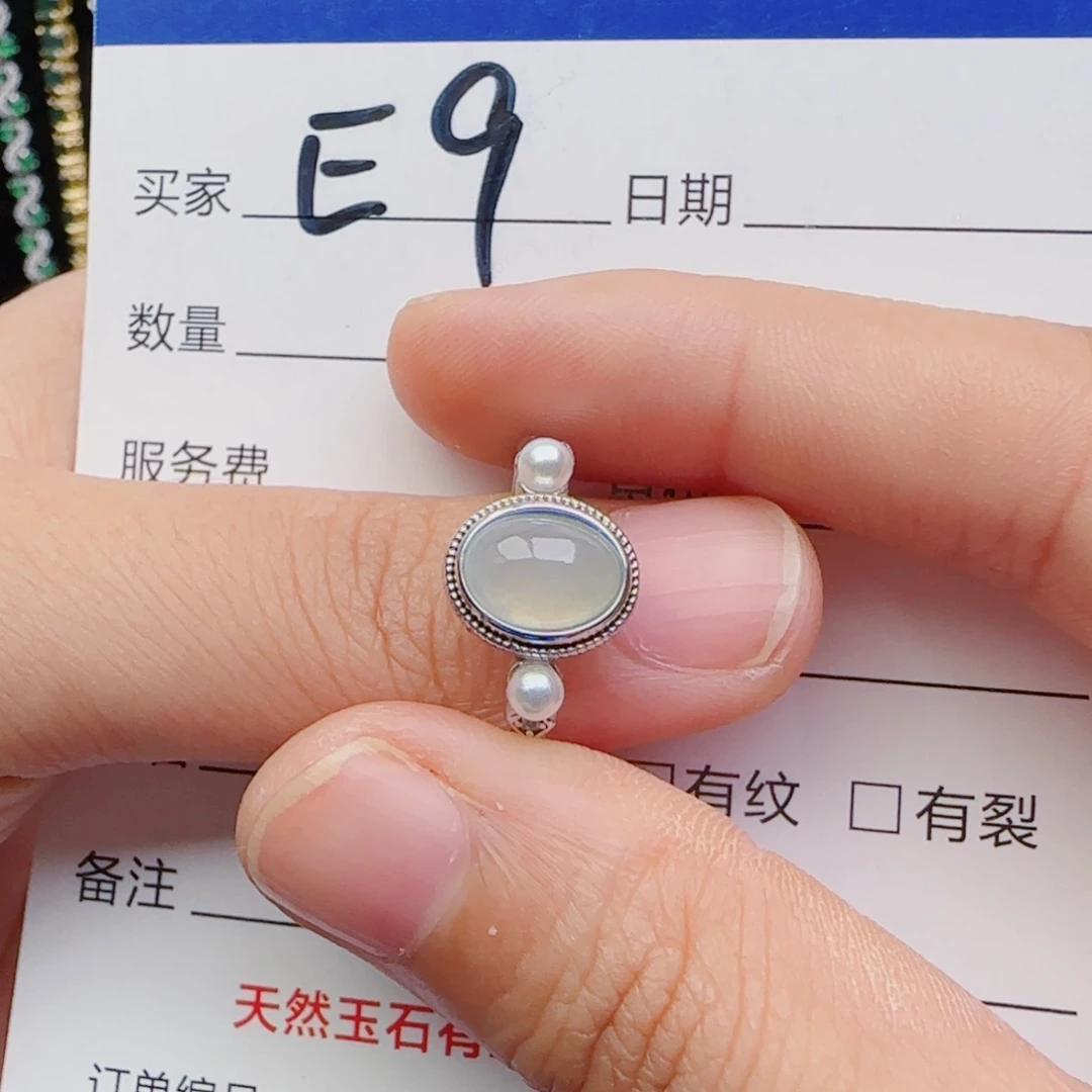 翡翠戒指银S925镶嵌戒指