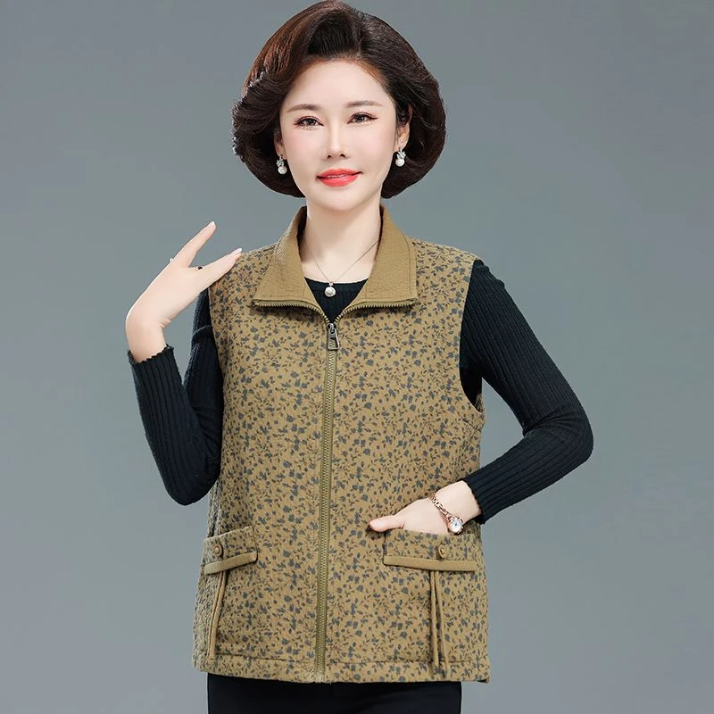 中老年人马夹女奶奶春装纯棉背心洋气春秋季外套老太太马甲薄上衣