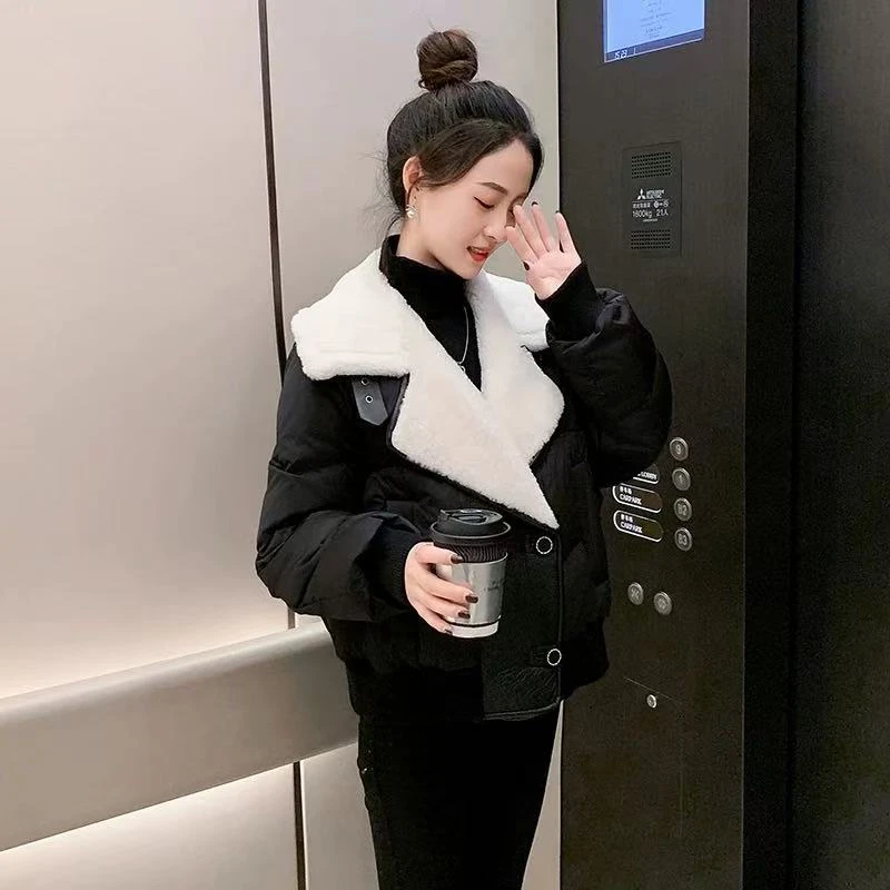 冬季欧货高端设计感小众大翻领羽绒服外套