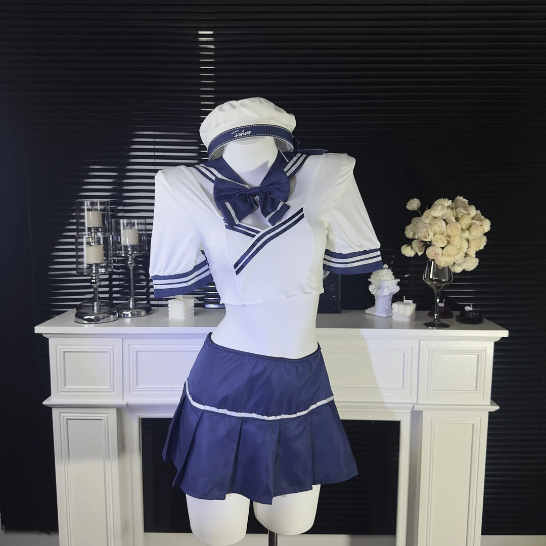 部派【梦回校园】学院风水手睡裙两件套装夏超短百褶裙jk