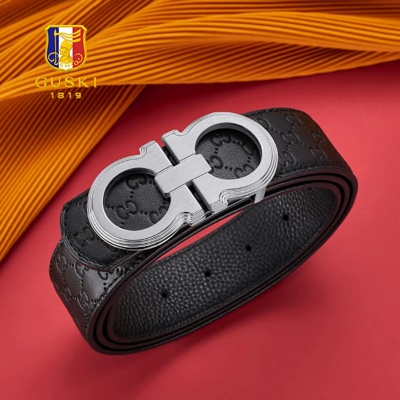 【生日礼物】古士旗皮带真皮男款腰带百搭平滑扣生日送爸爸男友父亲