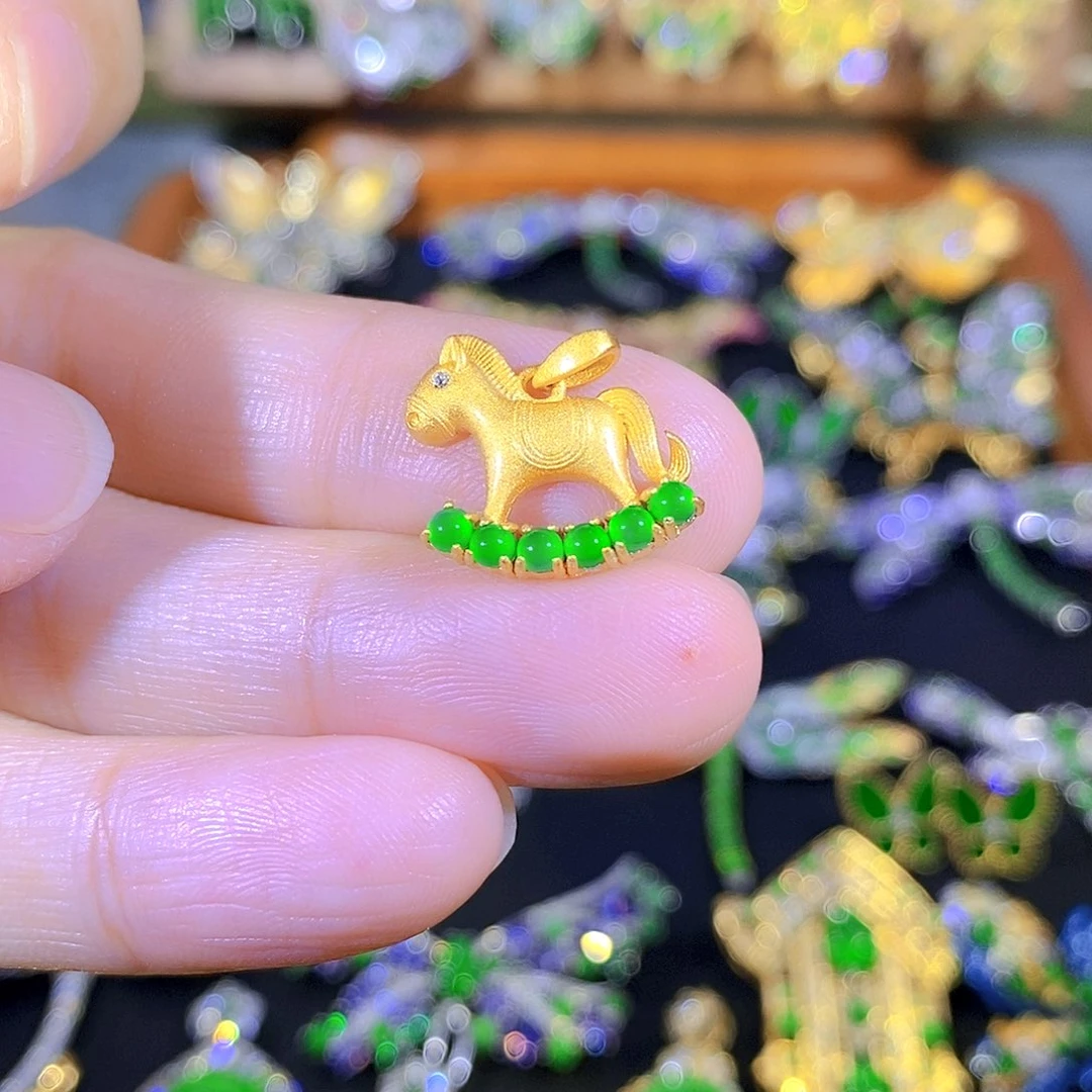 吊坠(不含链)银S925镶嵌翡翠