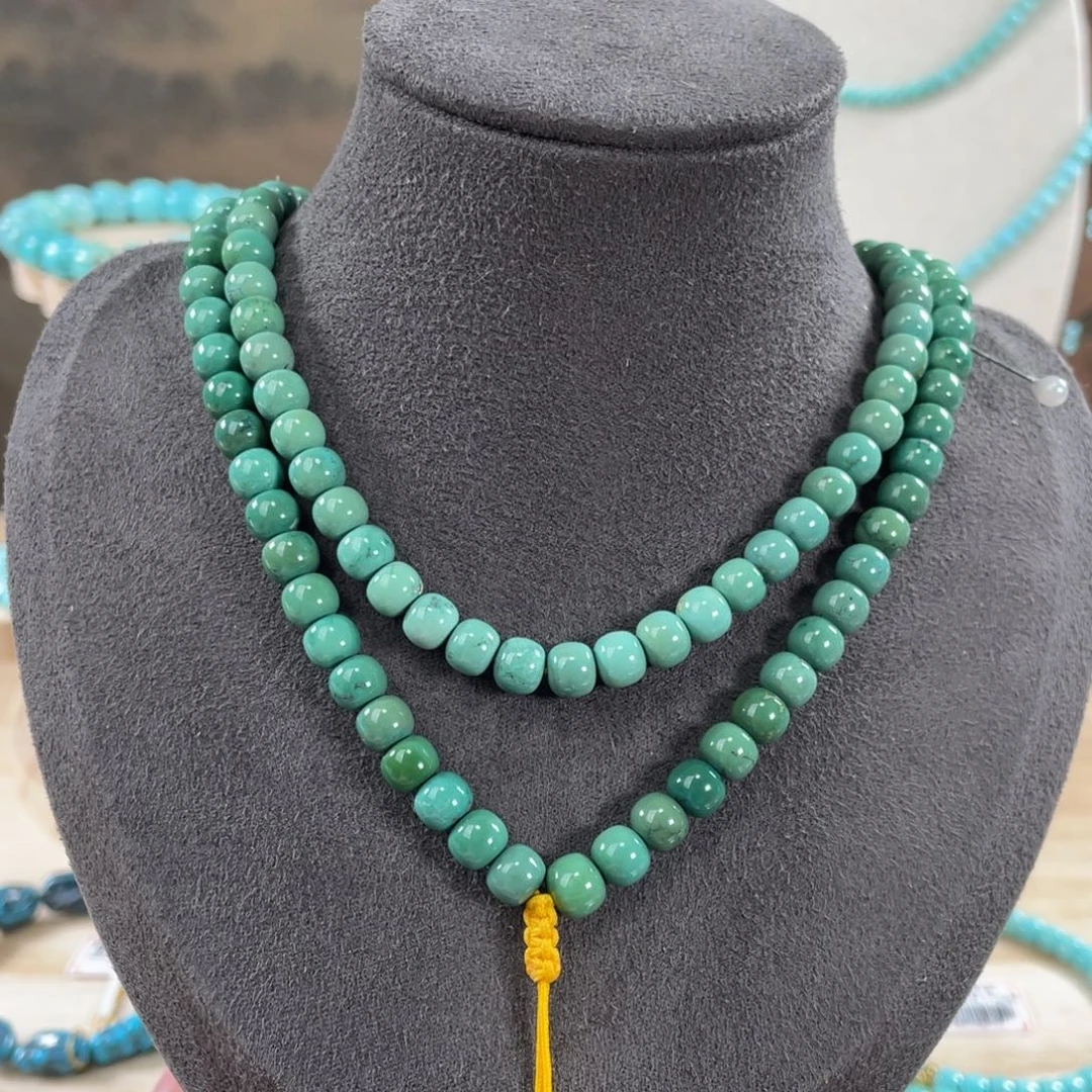 绿松石未镶嵌套链6.3精品玉化瓷釉级108