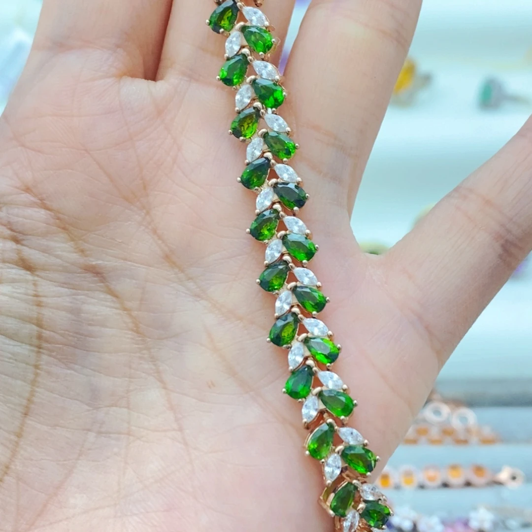 银S925镶嵌透辉石手链