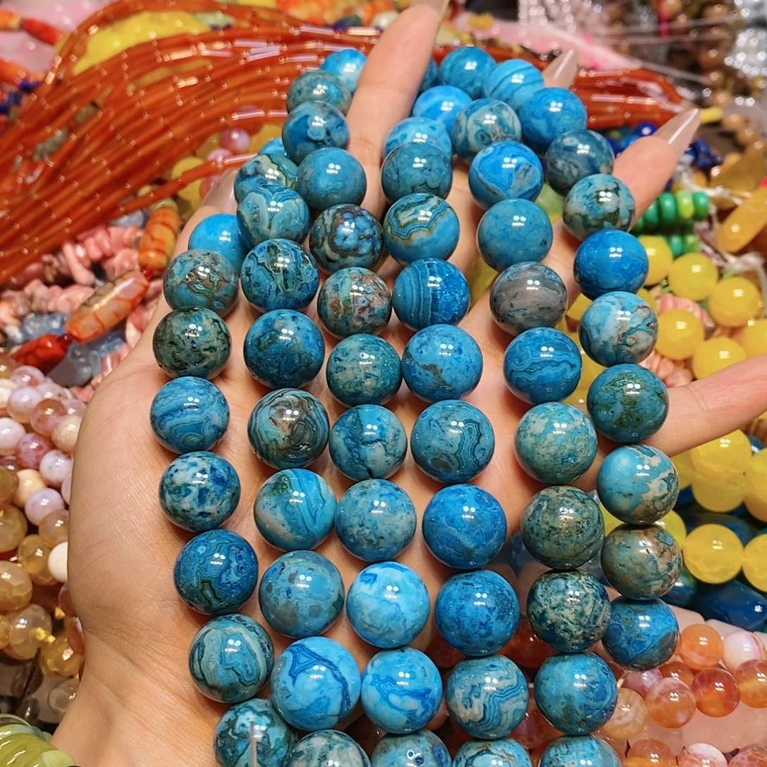 玛瑙/玉髓散珠天然石16mm一条蓝疯狂