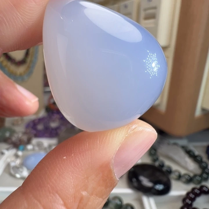 玛瑙/玉髓银S925镶嵌颈饰天然蓝玉髓