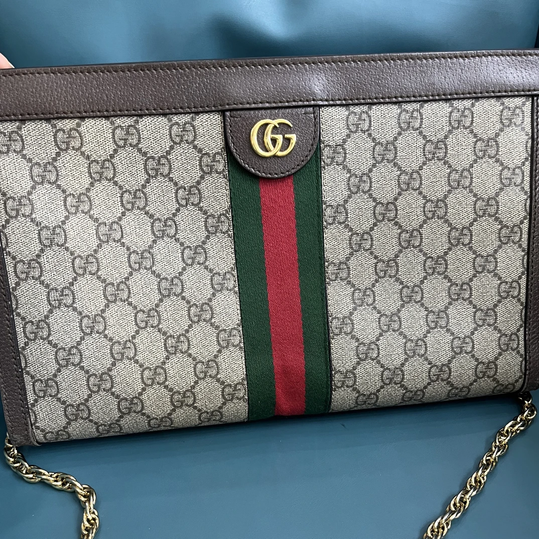 95新 GUCCI/古驰 99新大号夹子包经典单肩斜挎包