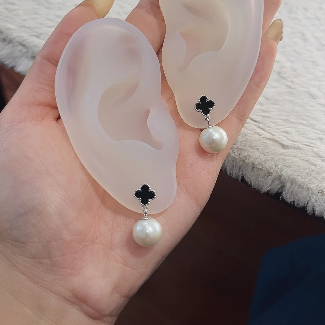 银S925镶嵌淡水珍珠耳饰