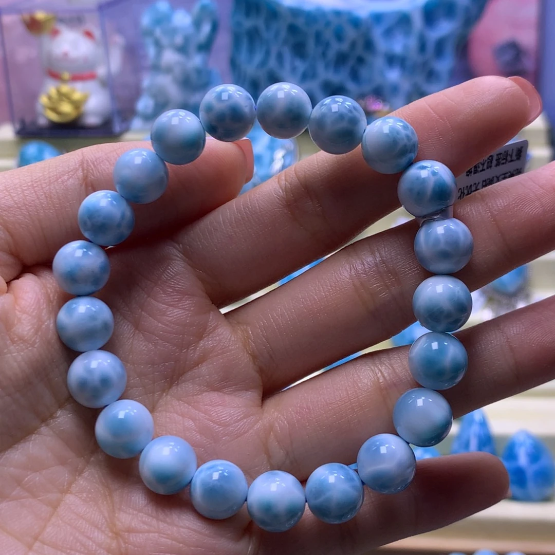 针钠钙石（海纹石）未镶嵌手串9+手串色差略异
