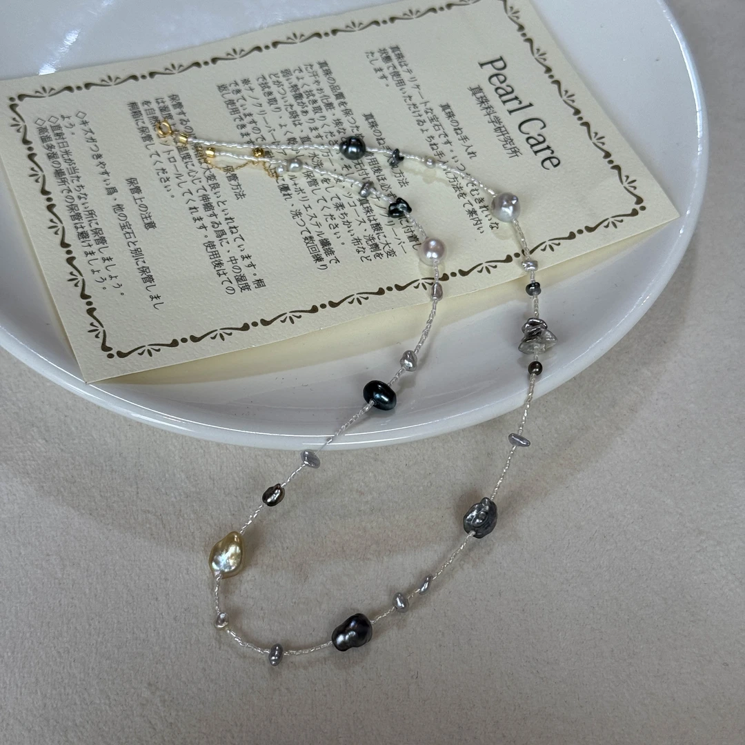 三兄弟满天星无核澳白keshi混大溪地黑珍珠南洋金珠keshi 18K金