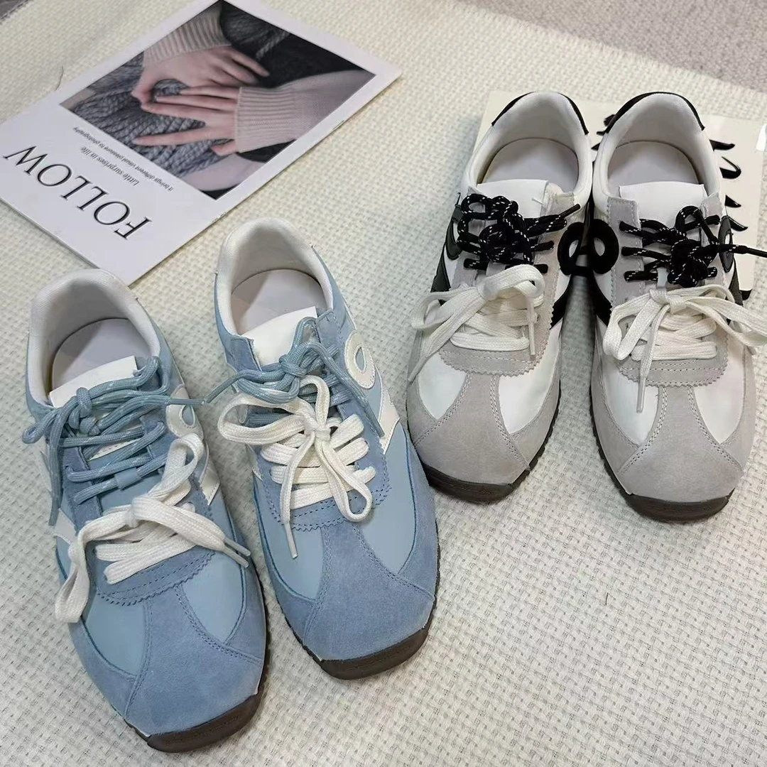 ［家淇定制］百搭复古阿甘鞋德训鞋新款韩版时尚拼色厚底休闲鞋6187