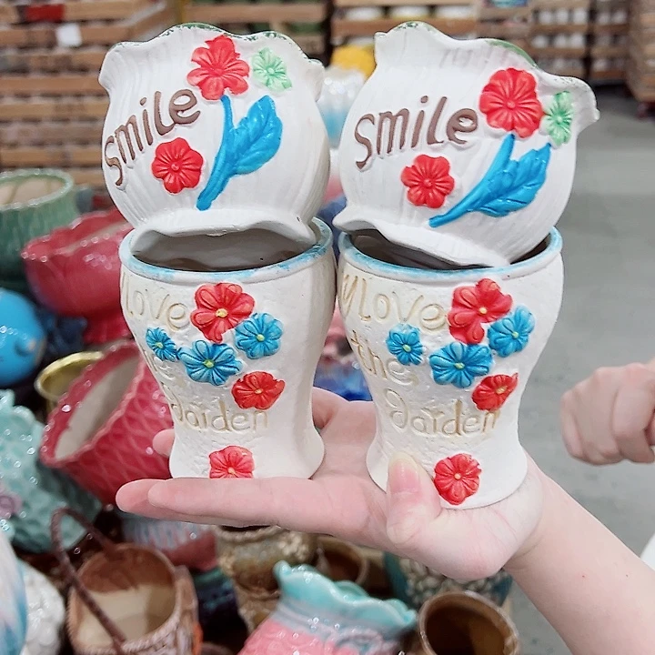 有孔，凑单福利满10元发货陶瓷多肉花盆！