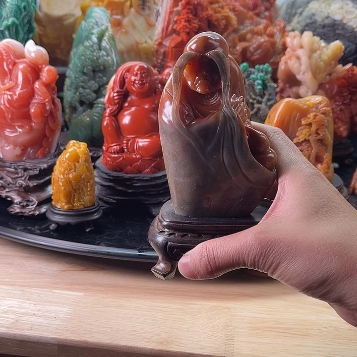 田黄石达摩摆件手把件