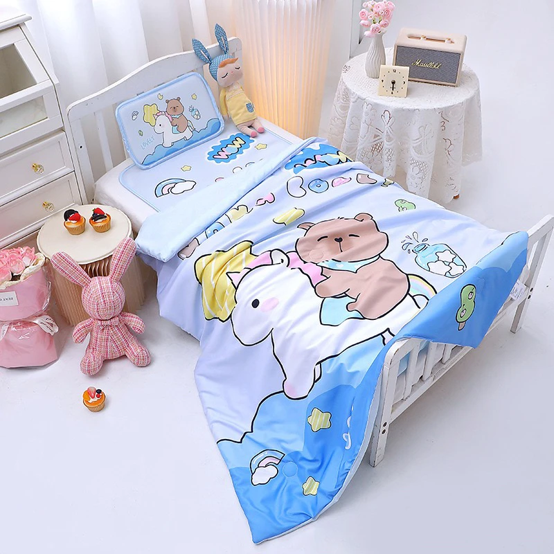 新疆包邮2025新款空调被凉席3件套大豆纤维棉质花通用聚酯纤维